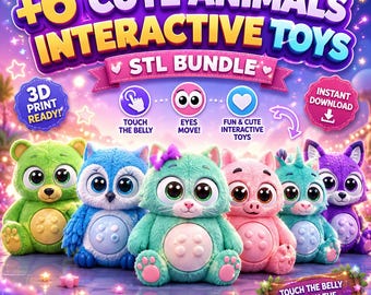 Cute Animal STL Bundle | Kawaii Toy STL Files | Fidget Toy STL Pack | Articulated Animals | 3D Print Models