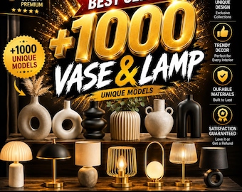 1000+ Vase Lamp STL Bundle | Modern Home Decor 3D Print Files | Unique Designer Vases & Lamps Collection | Instant Download