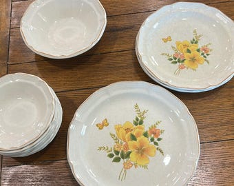 Vintage Sango Sangostone "Butterfly II" 3411 Stoneware Set – Plates & Bowls