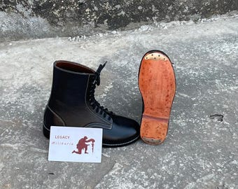 Handmade Black Leather Combat Boots | Vintage Military Style Lace-Up Ankle Boots