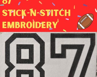 87 Inspired Wzór Haftu Stick and Stitch | Numer na koszulce piłkarskiej | Transfer rozpuszczalny w wodzie
