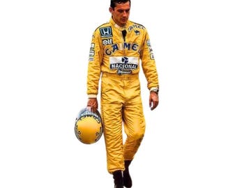 F1 Camel Team Lotus Racing Suit - Ayrton Senna Camel Nacional Racing Suit - F1 Ayrton Senna Racing Suit - All Sizes And Custom Designs