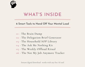 Mental Load Relief for Working Moms | AI Prompt Guide | Delegation Toolkit | Instant Digital Download (FULL TOOLKIT - all 6 prompts)