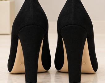 Pointed Toe Chunky Heel Pumps Minimalist Dress Shoes