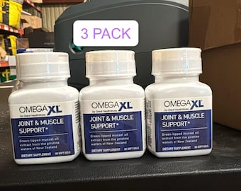 3 Pack OmegaXL Joint Support Supplement Relief Natural Muscle Support Green Lipped Mussel Oil Soft Gel Pills Drug Free 60 Count 3 Bottles