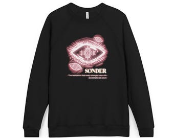 Sonder Eye グラフィック スウェットシャツ | 神秘的なタイポグラフィ クルーネック