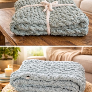 Handknit Chenille blankets and throws