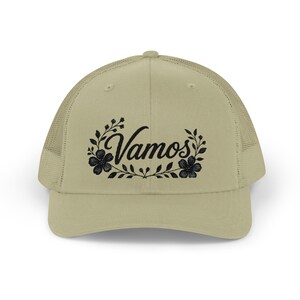 Vamos floral script Snapback Cap | Embroidered trucker hat