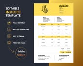 Minimalist invoice template, Printable Business Invoice, Receipt, Editable Real Estate Invoice Template, Small Business (Digital Download)