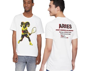 Väduren tennisspelare T-shirt RACQIX Zodiac Astrology Shirt, Tennis Graphic T-shirt, Athletic Streetwear