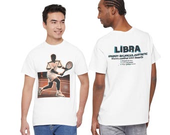 Vågen Tennis T-shirt Zodiac Astrology T-shirt, Vintage Court Graphic T-shirt, Balanserad och Snygg Streetwear