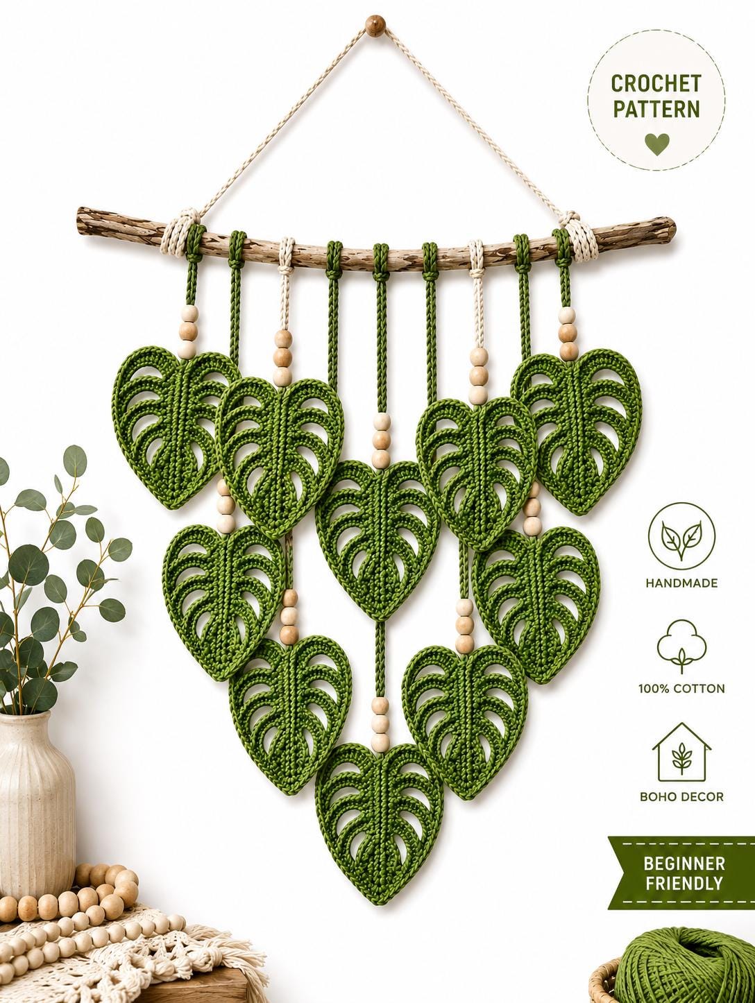 40 Monstera Crochet Patterns for Tropical Leaves, Wall Hangings, and Potted Plants 28 Crochet Monstera Leaf Wall Hanging
