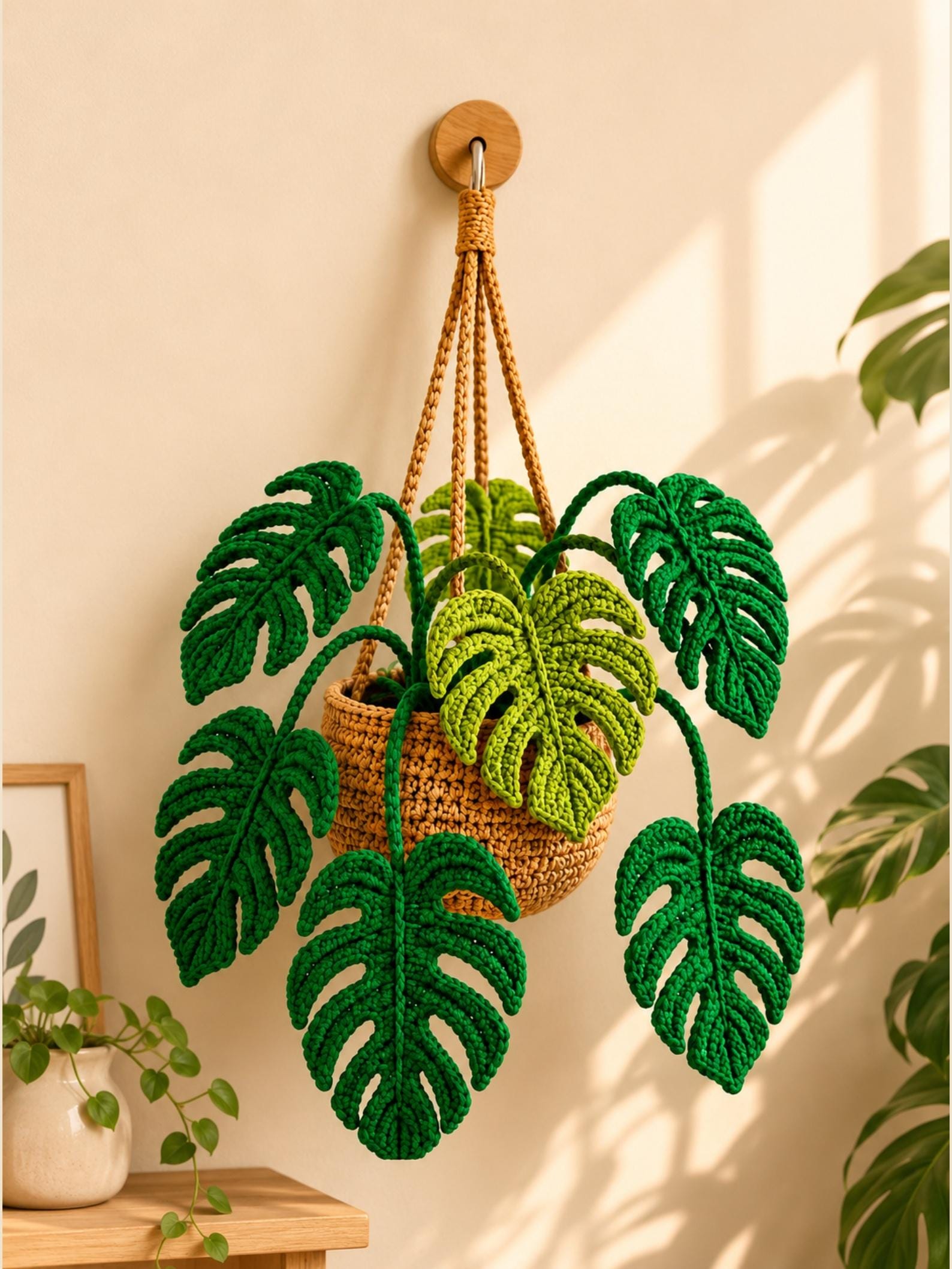 38 Hanging Plant Crochet Patterns to Brighten Your Home and Car Decor 30 Monstera Hanging Plant Crochet