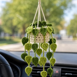 Patrón de ganchillo para planta Pothos con forma de coche en PDF, tutorial de ganchillo para planta colgante con forma de coche, patrón de ganchillo para principiantes, descarga instantánea, regalo DIY