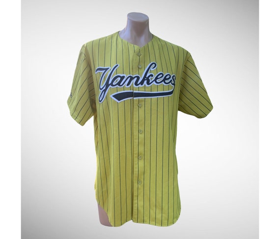 Vintage Majestic New York Yankees Yellow Pinstripe Baseball 