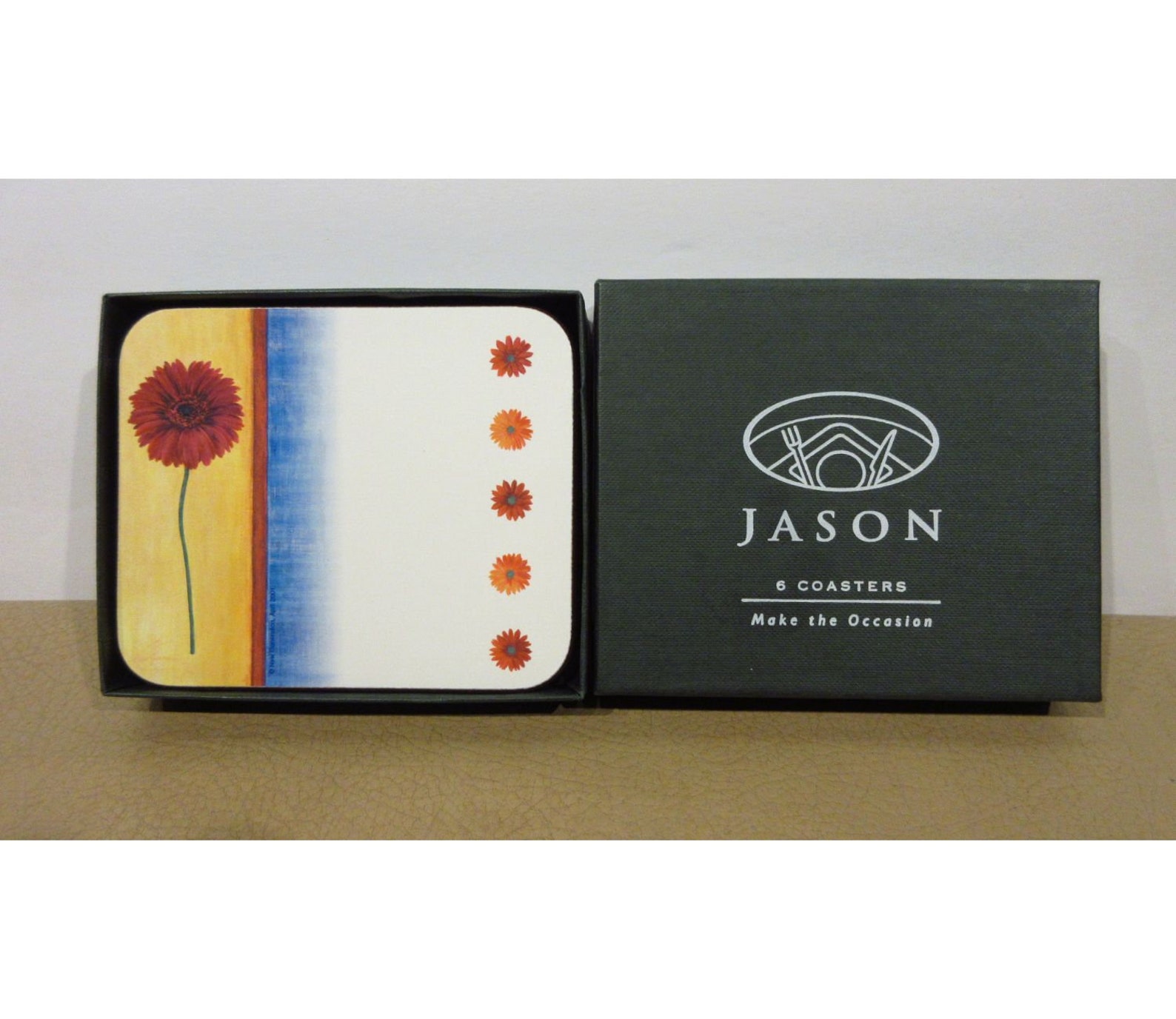 Jason Coasters Set of Six in Breeze Pattern With Cork Backs Etsy