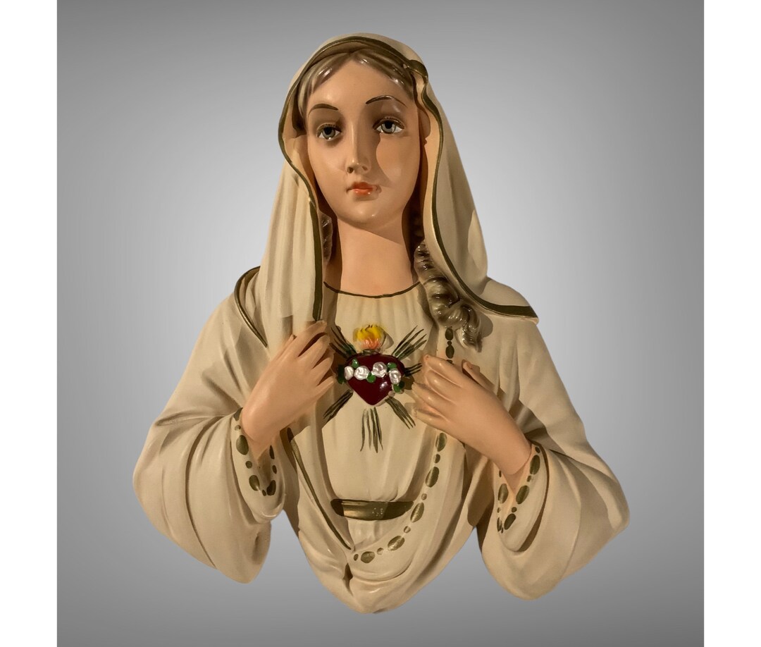 Vintage 1957 Chalkware Sacred Heart of Mother Mary Virgin Mary - Etsy
