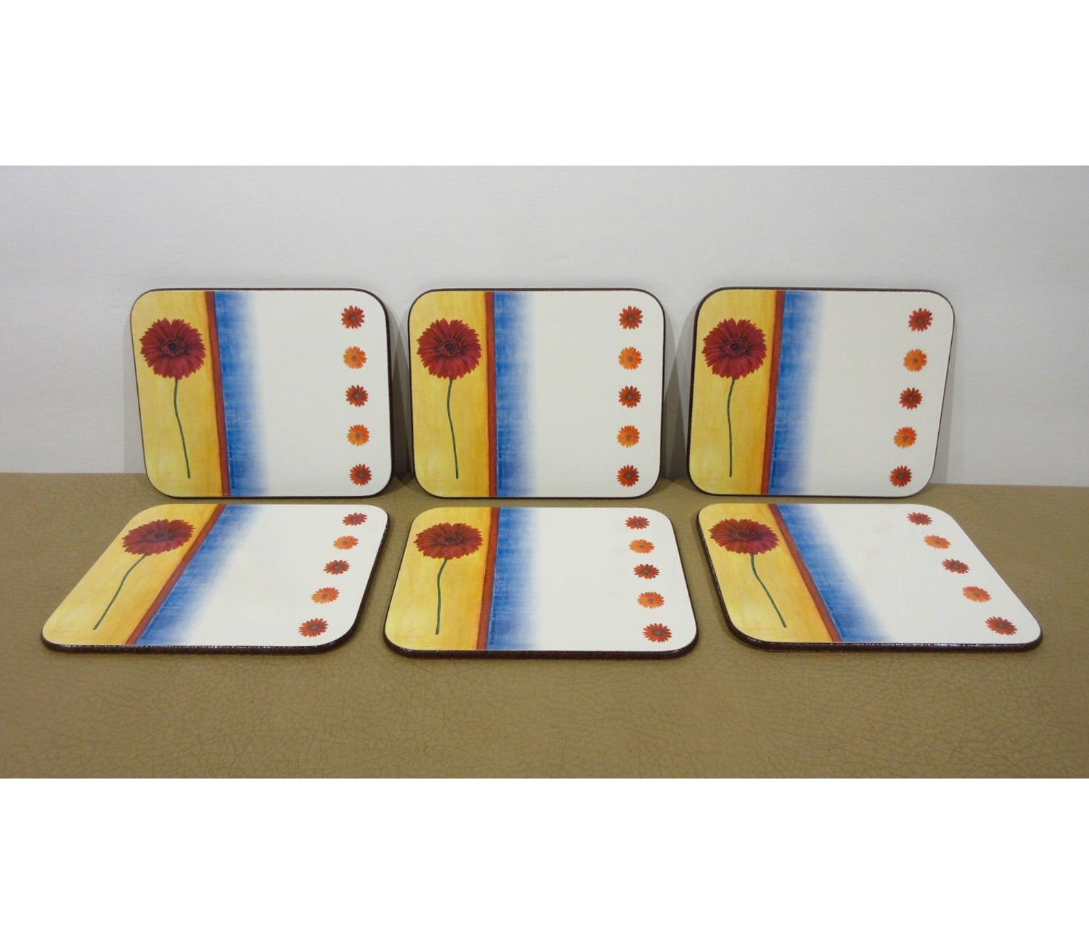 Jason Coasters Set of Six in Breeze Pattern With Cork Backs Etsy