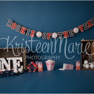 Baseball 1st Birthday Cake Smash Backdrop (Digital Download)