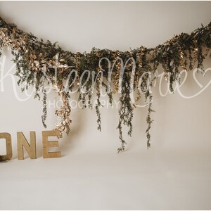 Greenery Gold Cake Smash Digital Backdrop: Boho First Birthday (Digital Download)