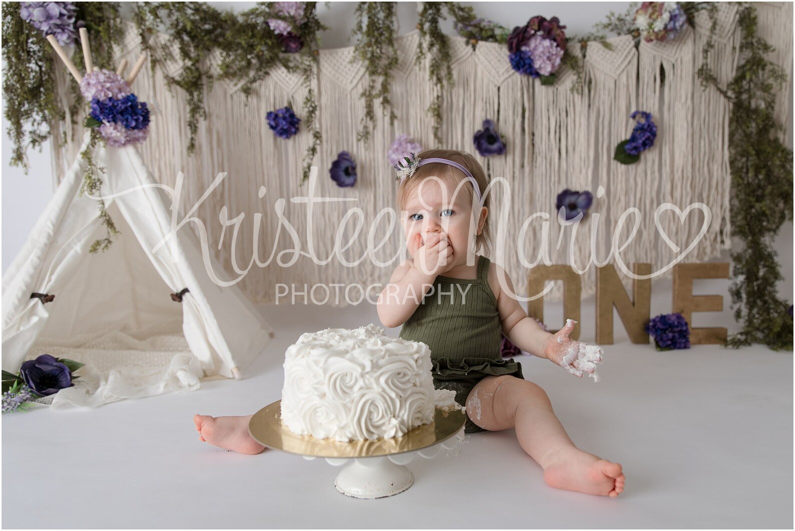 Cake Smash Digital Backdrop for Girl Boho Floral Macrame Etsy