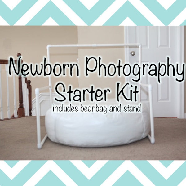 Newborn Photography Starter Kit: Includes Backdrop Stand and Baby Beanbag - Great for On-location Photographers or Simple Studio Set-Ups