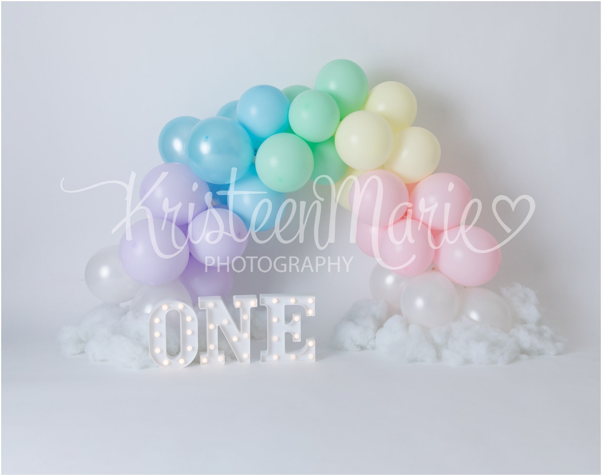 Rainbow Digital Backdrop for Girl Pastel Rainbow Balloon - Etsy