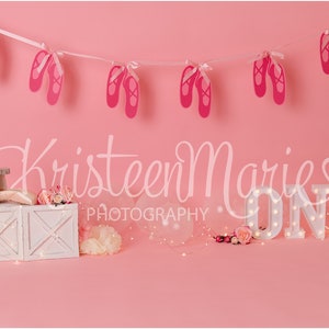 Cake Smash Digital Backdrop for Girl - Ballerina Floral Pink Backdrop - Tiny Dancer - 1st birthday background for cake smash photos