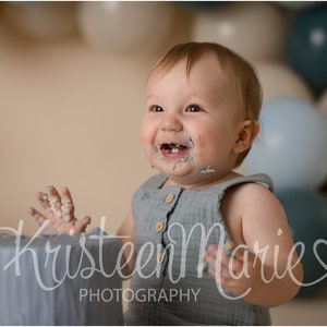 Gold and Blue Boho Balloon Arch - Cake Smash Digital Backdrop for Boy ...
