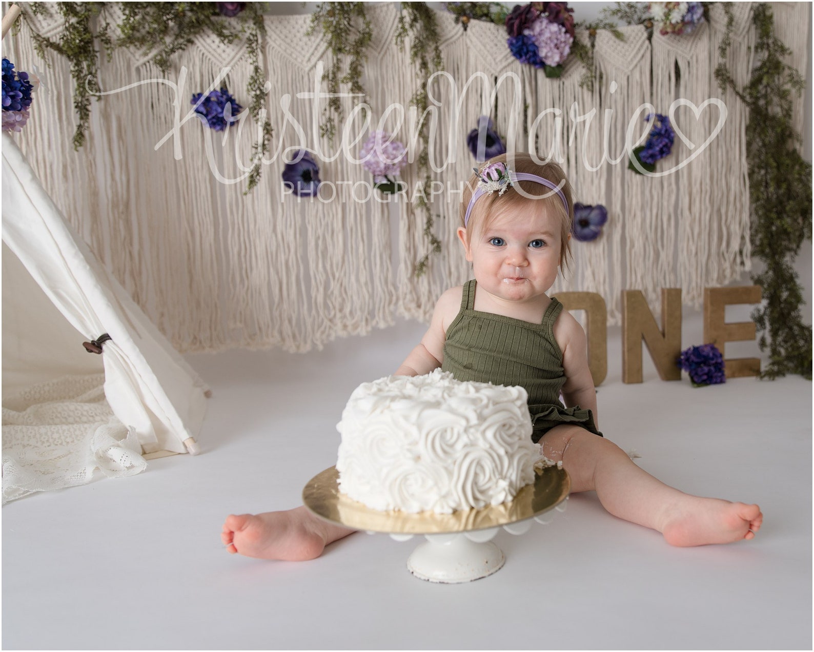 Cake Smash Digital Backdrop for Girl Boho Floral Macrame Etsy España