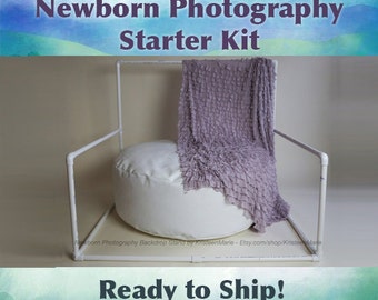 Kit: Newborn Posing Bean Bag & Newborn Backdrop Stand -READY TO SHIP- Newborn Photography Starter Kit includes newborn pose pillow and stand
