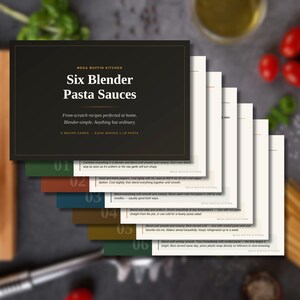 Blender Pasta Sauce Recipe Cards — Set of 6 Printable 4x6 Cards — Instant Download — From-Scratch Sauces for Hot and Cold Pasta