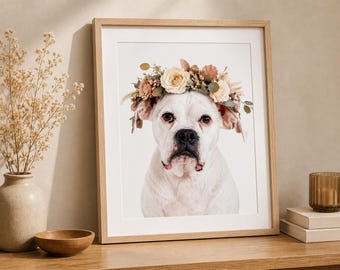 Impresión de retrato personalizado de mascota / Arte de pared estilo estudio para perros y gatos (opciones de tocado) / Arte personalizado