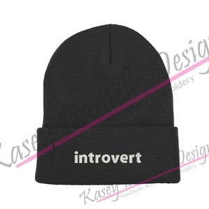 Introvert Embroidered Beanie, Antisocial Knit Beanies , Homebody Personalized Beanie, Trendy Mood Aesthetic Fall Beanie,  Winter Beanie
