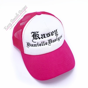 Custom Embroidered Trucker Hat, Custom Foam Trucker Cap, Logo Trucker Mid Profile Personalized Hats, Logo Embroider Hats, Choose your text