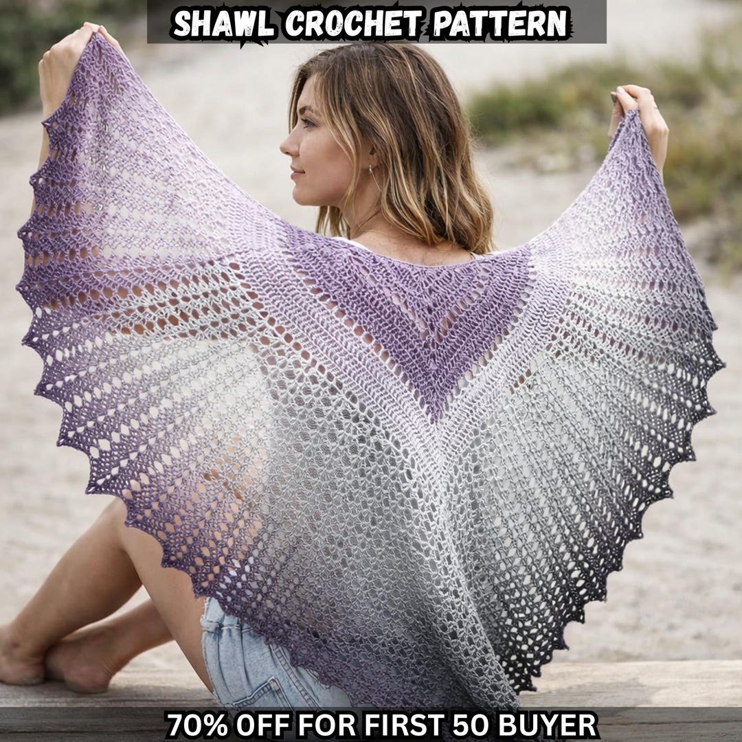 Crochet Elegant Triangle Shawl Written Pattern Crochet | Instant PDF ...