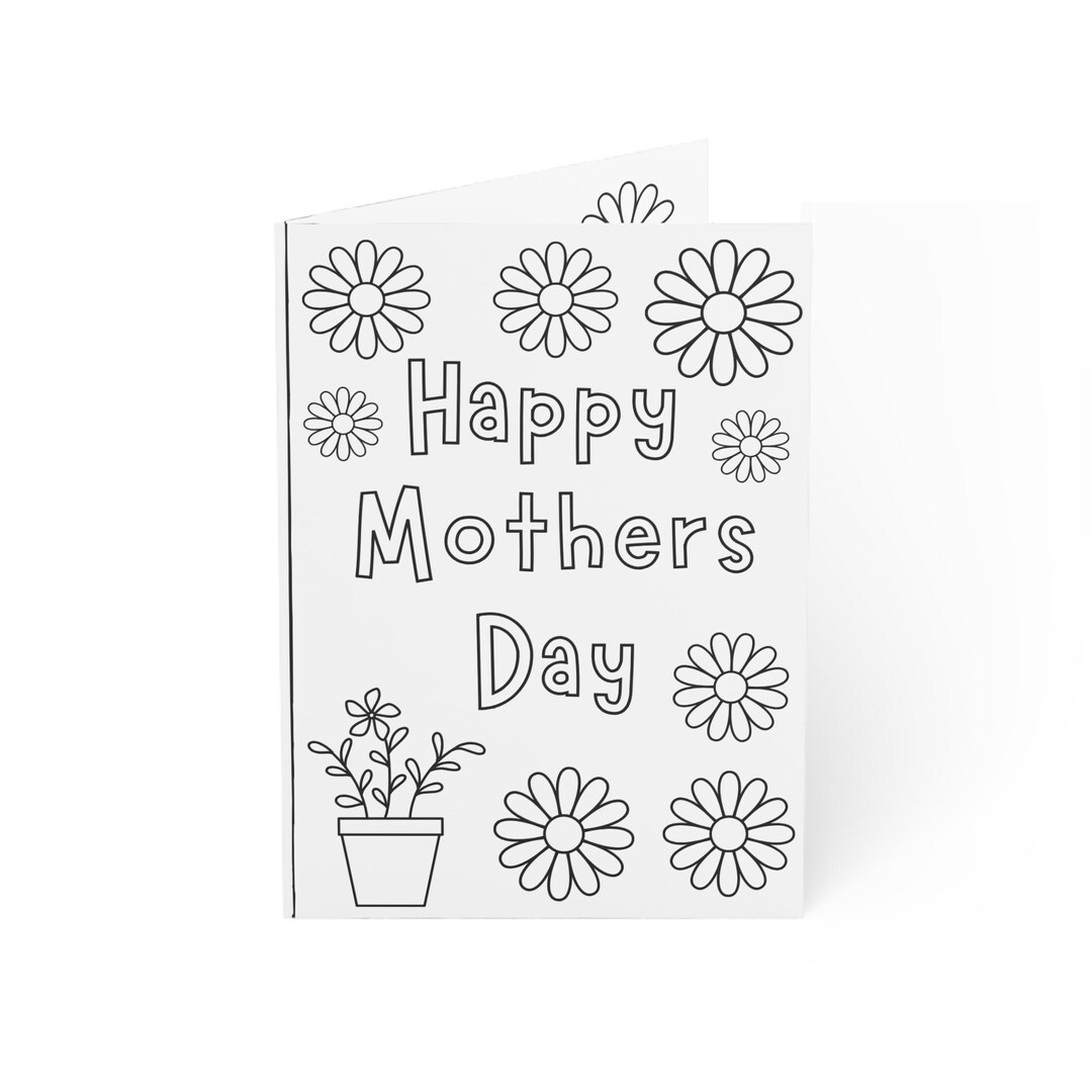 Happy Mothers Day Floral Coloring Card Greeting Card | Blank Inside - Etsy