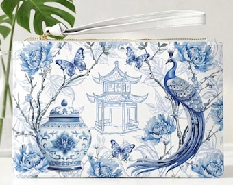 Mahjong Card Carrying Clutch Bag Holder Wristlet | Folio | Sleeve | Zippered Pouch (9.5" x 6.6")