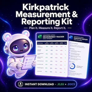 Kirkpatrick Evaluation Planning Tool + Executive Summary Report | Training Measurement Kit | Excel + Word | Instant Download