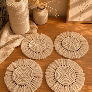 Handmade Macrame Coaster | Boho Cotton Coaster | Natural Home Decor | Mug Coaster | Rustic Table Decor