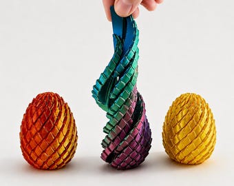 3D Printed Articulated Dragon Egg Fidget Toy, Fantasy Scale Desk Decoration