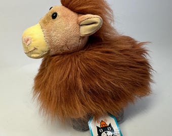 Vintage Jellycat Small Shaggy Pony Plush with Original Tag – Worn Muzzle, Faded Hooves