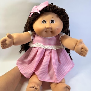 1980年代ヴィンテージ キャベツパッチキッズ人形 - 香港製ヘッド #3 & ギンガムチェックドレス
