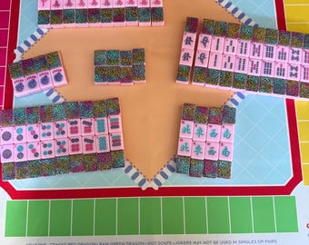 Personalized Pink HL American Mahjong Tile set.
