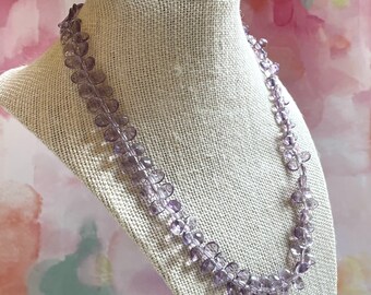Lilac clear necklace petite beads lightweight lucite adjustable