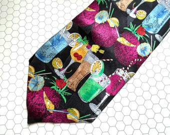Corbata de seda Max Raab: diseño de cóctel Tango, fabricada en EE. UU.