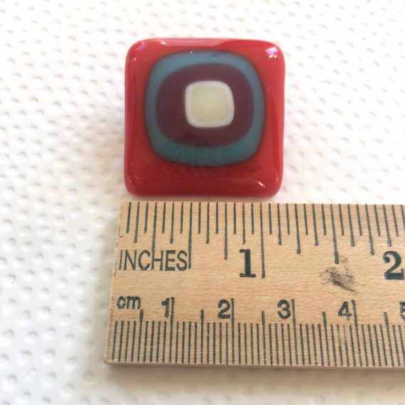 Vintage glass brooch pin, artisan abstract geomet… - image 1