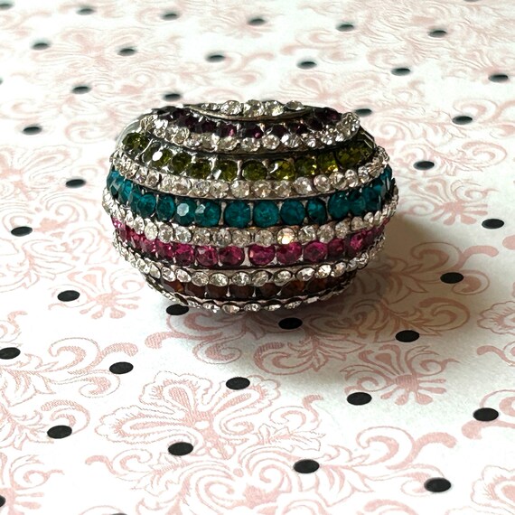 Multi colored ring stretchable dome with rhinesto… - image 6