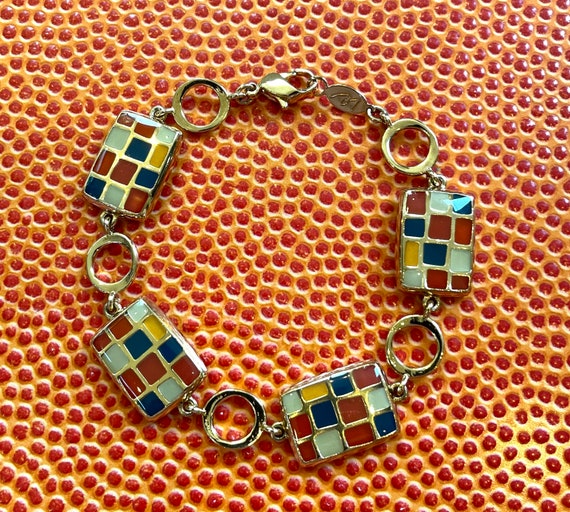 Liz Claiborne bracelet with enamel panels linked - image 7
