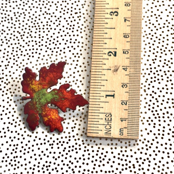 Enamel Maple leaf brooch pin from the 1960’s autu… - image 2